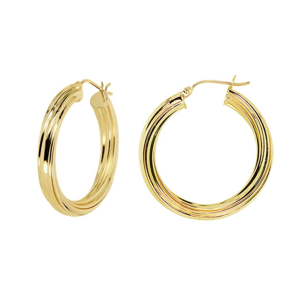 Round Twisted Hoop Earrings 14K Yellow Gold
